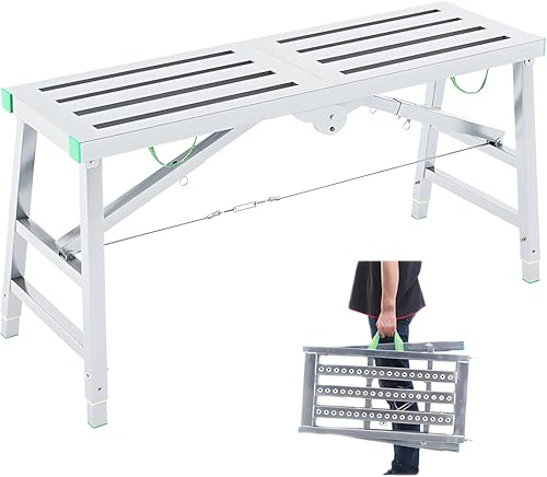 LeitergerüSt,Arbeitsplattform, Tragkraft 200kg – Tragbare, GerüSt HöHenverstellbar, Arbeitsplattform Klappbar Mehrzweckleiter,Multifunktionsleiter,Baugerüst (120x30cm)