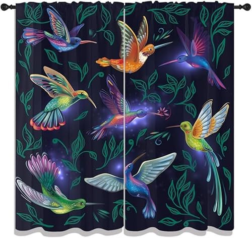 Pencil Pleat Blackout Curtains Animals And Birds 140X160 Cm (W + H) Indoor Blackout Curtain, 3D Thermo-Insulating Window Curtains Polyester Material Bedroom Drapes Blackout Curtains -641013968