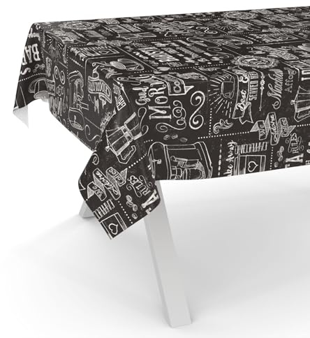 ANRO Wachstuchtischdecke Wachstischdecke Wachstuch Tischdecke abwaschbar Gartentischdecke Wasserabweisend 220x140cm Schnittkante Barista Schwarz
