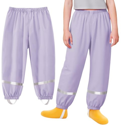 Baogaier Pantaloni Antipioggia Impermeabili Leggero Bambini per 1-10 Anni | Unisex, Impermeabile Pantalone Pioggia, Riflettenti, Non Imbottiti, Antimacchia, Ragazze Ragazzi, Scuola, Giochi all'aperto