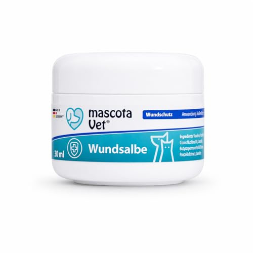 mascota Vet – sårsalva – naturligt stöd för sårläkning, med insektsfett, bivax och hyaluron, antiinflammatorisk och antibakteriell, för hundar, katter, hästar och små djur