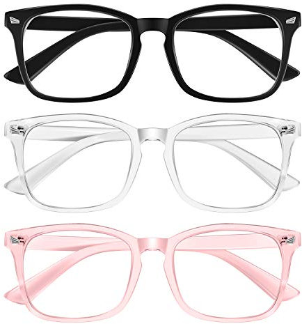 Okany Blue Light Glasses Blue Light Blocking Glasses for Women Men Computer Screen Filter Anti Headache Eyestrain Glare UV Gaming Glasses Lightweight Eyeglasses Non-Prescription 3 Pack