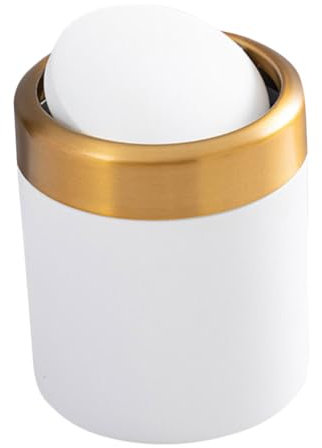 Warmhm Mini Poubelle De Salle De Bain Ronde Et Blanche Élégante Avec Couvercle En Acier Inoxydable Pour La Maison