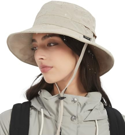 Creekstone Regenhut Damen Herren Wasserdicht, Sonnenhut UV Schutz, Floppy Bucket Hat Eimerhut, Outdoor Hut Faltbar für Wandern Fischerhut (DE/NL/SE/PL, Alphanumerisch, Einheitsgröße, Beige)