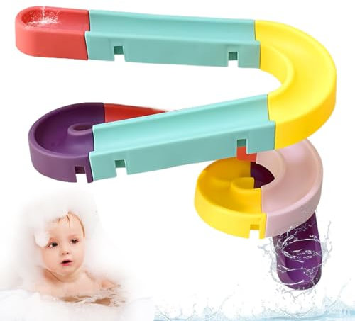 Badespielzeug für Kinder, 16 Stück Badewannenspielzeug ab 3 4 5 6 Jahre, DIY Kugelbahn Badewannen Spielzeug Wasserspielzeug Kinder, mit Saugnäpfe, Badespaß Geschenk Mädchen Junge(16 Stück)
