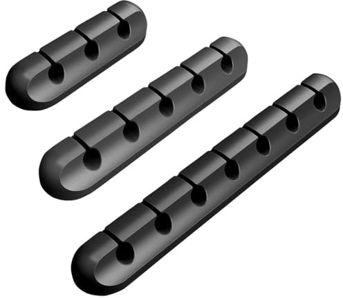 General Office Kabelhalterung: 3er-Set Selbstklebende Kabelhalter für 3, 5 und 7 Kabel, schwarz (Ladekabel-Halterung, Selbstklebende Kabel-Organizer, Audio)