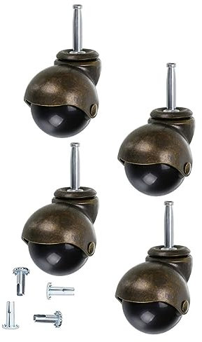 Cabilock 4pcs 1.5 Inch Heavy Duty Stem Casters 5/16 x 1-1/2 (8x38mm) Antique Gold Swivel Replacement Chair Wheels for Computer Office Chairs and Furniture Without Brake