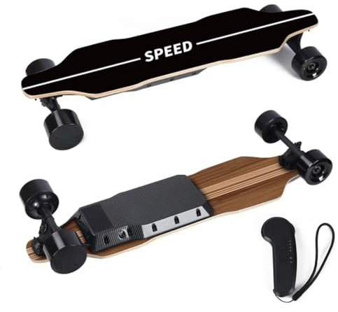 MechEdu D3L Elektro Skateboard, Vierrädriges Longboard mit Zwei 450W Nabenmotoren, Wasserdichtes, Stoßabsorbierendes Skateboard, Max Belastung 100KG, 38KM/H, 15-20KM Reichweite