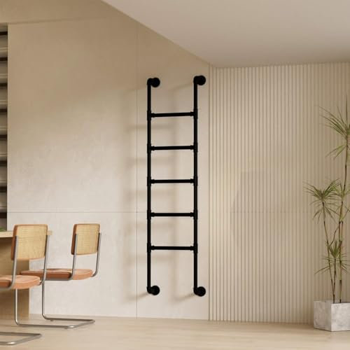 Wall-Mounted Metal Ladder for Home Loft 6.6ft/2m & 9.8ft/3m Height Bunk Bed Entry Ladder Basement Window Exit Staircase - & Space-Saving Solution