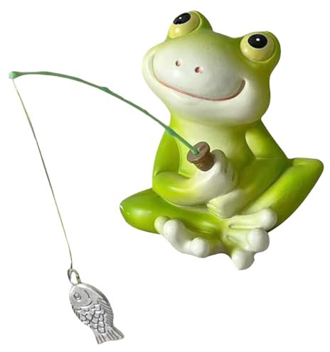 Niesel Frog Statues for Garden | Resin Animal Fishing Sculpture,Cute Miniature Statues Figurines Ornaments for Backyard Outside Porch Bookshelf Home Decoration