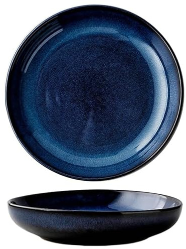 loeusjfnr Platos De Pasta, Platos De Postre De Loza Vajilla platear Hondo Redondo de cerámica Japonesa for Sopa, Pasta, Ensalada Familiar, Fruta, platear Grande de Porcelana Platos Grandes(L)