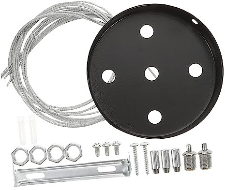 Operitacx Deckenabdeckplatte Kronleuchter Baldachin Kit Aus Schwarzem Metall 1m Kabel Robuste Montageplatte Für Deckenleuchte Und Pendelleuchte Geeignet Für Wohnzimmer Und Bar