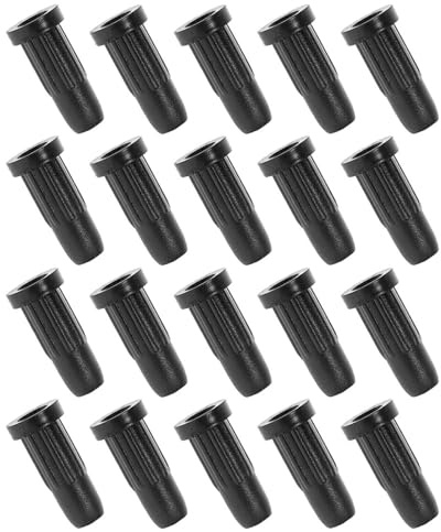 Veemoon 20 Pcs Caster Socket Inserts Caps, Swivel Caster Socket Sleeve Inserts Sliding Chair Roller Kit Easy Install for Chairs Stools Rolling Furniture Noise Reduction Black (Suitable 8 * 38mm Stem）
