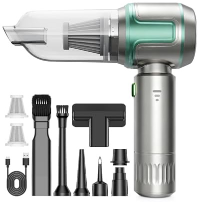 KITBEZN Aspirateur à Main, 26000PA Aspirateur Voiture sans Fil Puissant, 220000 TR/Min Moteur sans Balai, 4 en 1 Niveaux Réglables pour Poils d'animaux, Voiture, Maison, Vert