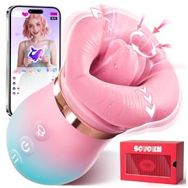 Vibrator Adult Sex Toys for Women - Sovokn 5IN1 Mouth Sucking Vibrator Rose Sex Toy, 10 Tongue Licking, 3 Auto & 1 Manual Sucking Adult Toys New APP, Anal Clit Nipple Vibrators Female Couples Sex Toys