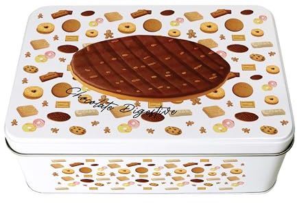 Purely Home Chocolate Digestive Biscuit Tin - Rectangular Metal Storage Container for Baking Novelty Kitchen Gifts 195 x 125 x 75mm