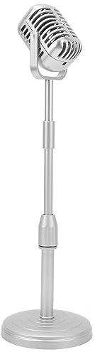 Yctze Accessoire de Microphone Vintage Relevable Rétro – Modèle de Faux Microphone Léger pour Cosplay et Photographie (Silver)