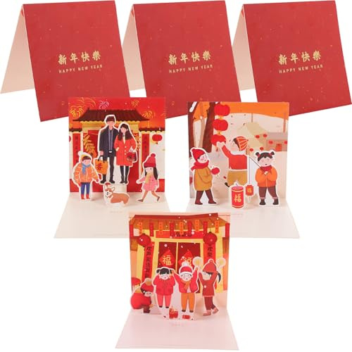 VILLFUL 6 Tarjetas De Felicitación De La Suerte Para Año Nuevo Lunar