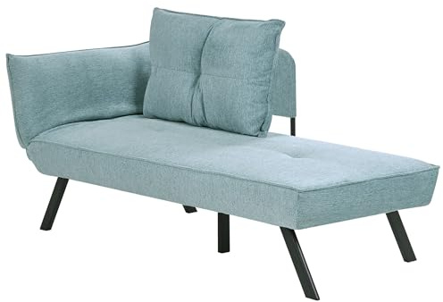 Beliani Chaiselongue Stoff hellblau Links Schlaffunktion wasserabweisend Rocamadour