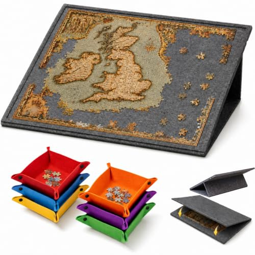 1000-Piece Jigsaw Puzzle Board with 3-Angle Stand, Cover and 6 Trays