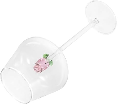 BESPORTBLE Copas de Vino Tinto Creativas de Cristal Rosa, Copa Grande para Cata de Vinos en Eventos y Uso Doméstico