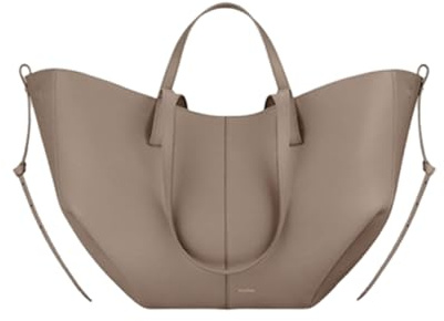 CORIOS Damen Handtasche Flügeltasche Cyme Rindsleder Schultertaschen Eimer Taschen Große Kapazität Tragetasche Elegant Tote Beutel Henkeltaschen 2pcs für Reise Arbeit Shopper Alltag Grau L
