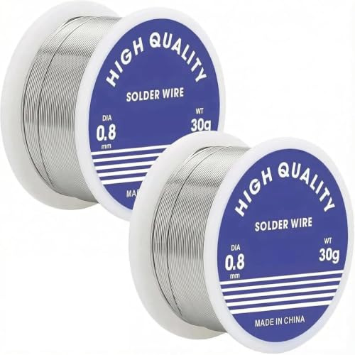 2 PCS Solder Wire, 0.8mm 60g Tin Solder Rolls For Electronics Repair, Circuit Boards Electrical Welding DIY Projects, Rosin Flux Core Soldering Wire For Precise Clean Soldering Work