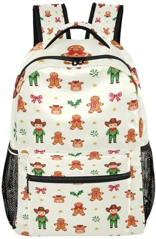 FRODOTGV Zaino quotidiano multi-tasca in tessuto twill di poliestere per bambini ragazzi età 7-18 anni scuola pendolarismo taglia S, Cowboys di pan di zenzero, S, Casual