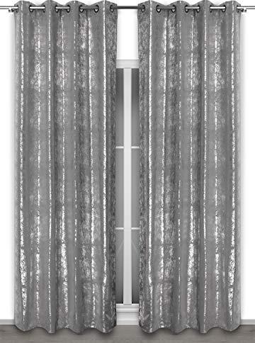 BEAUTEX Vorhang mit Ösen 140x260 cm (Farbe Wählbar) Blickdicht verdunkelung Gardine, Stardust (Grau/Silber)