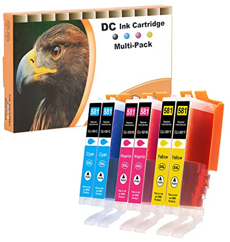 D&C 6X Farbe Druckerpatronen Kompatibel für Canon PGI-580 CLI-581 XXL | Ersatz für Pixma TR7550 TR8550 TS6150 TS6151 TS6250 TS6251 TS8150 TS8151 TS8152 TS8250 TS8251 TS8252 TS9150 TS9155 TS9550