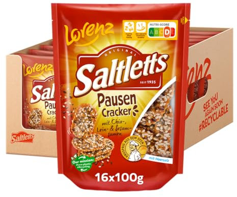 LORENZ | Saltletts Pausen Cracker | 16 x 100 g | vegan
