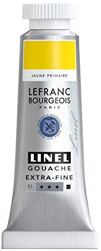Lefranc & Bourgeois 301159 Linel Gouache extra fina och smidiga vattenfärger med maximal färgintensitet, ljusstyrka för randfri applicering, 14 ml rör – primär gel