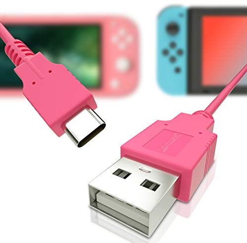 HEATFUN Switch USB-C Charger Cable – Fast Charging Cord for Switch OLED, Switch Lite, Dock, Controller – 4.92ft Durable Pink Cable for Travel, Car, Home Use