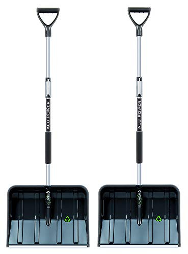Lot de 2 pelles à neige télescopiques avec poignée ergonomique - Pelle à neige pour petites et grandes quantités de neige - Lame en plastique, manche en aluminium
