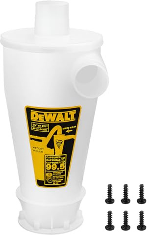 DEWALT Séparateur jusqu'à 99,5% d'efficacité, filtre à poudre à cycle haute performance, collecteur de cyclone de poussière, DXVCS001, blanc