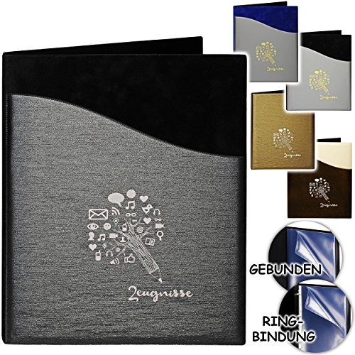 alles-meine.de GmbH Zeugnismappe/Zeugnisbuch - Zeugnisse Stift & Wissen - Modell-Mix - A4 - GEBUNDEN mit 20 festen Seiten- A 4 - Softcover - für Kinder Erwachsene - G..