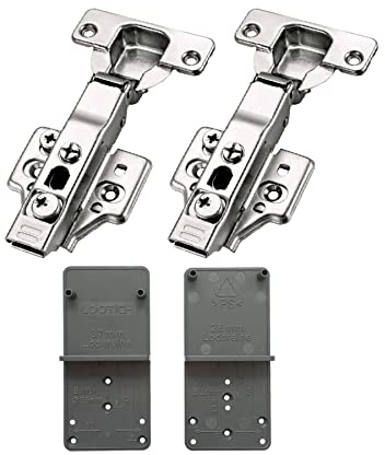 LOOTICH 95 Grad Eckanschlag 35mm Clip-On 3-Way Soft Close Hydraulisch Scharnier mit Integriertem Dämpfer Kreuzplatten Topfscharnier Küchenschrank Kleiderschrank Schranktür Möbel 2 Stück