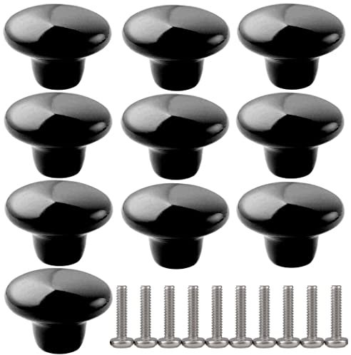 ZESLIV 10 Stk Möbelknöpfe 38mm Schwarz bunte Möbelgriffe Keramik Schubladenknopf Schrankgriff Möbelknopf Kinderzimmer Möbelknauf