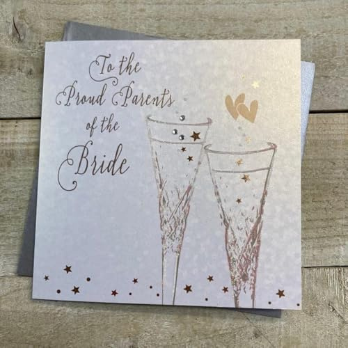 White Cotton Cards Hochzeitskarte mit Aufschrift To The Parents of the Bride, handgefertigt (B110-B)