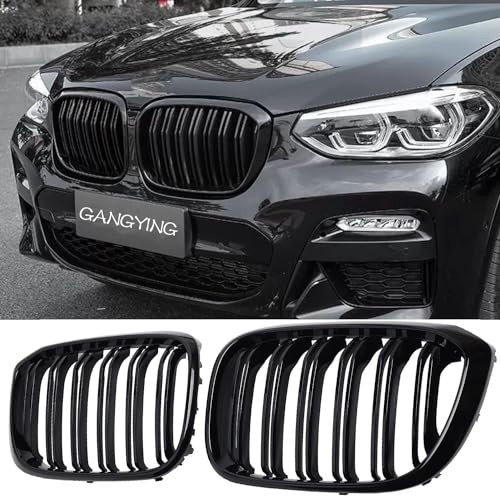 Gangying G01 Nieren Schwarz Kühlergrill für BMW X3 G01 2018-2021 X4 G02 2019-2021 Schwarzer Glanz Doppelsteg Nieren aus ABS Material