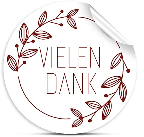 80x Vielen Dank Aufkleber, 3,8 cm rund. Für Danksagung, Hochzeit | Kommunion, Konfirmation & Weihnachten. Vielen Dank Sticker als schöne Verpackung Ihrer Geschenke