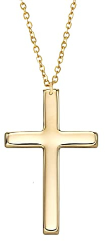 Kritz Collier Croix Femme plaqué Or - Pendentif Croix religieuse minimaliste et Chaîne Réglable - Bijoux Mode Cadeau