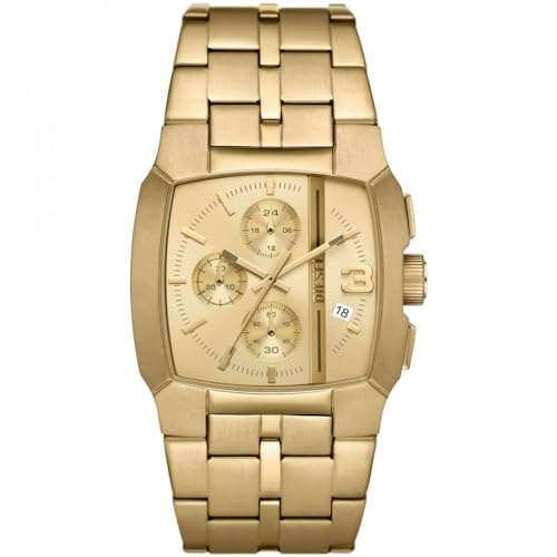 Diesel Reloj Cliffhanger para Hombre, Movimiento cronógrafo de Cuarzo con Correa de Acero Inoxidable o Piel, Tono Oro, 40 mm