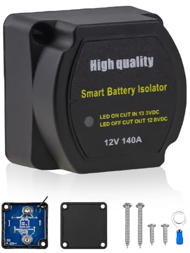 Molbory Relé de separación de batería BSR de 12 V/140 A, separador de batería dual, relé de tensión controlado por voltaje para coche, autocaravana, barco