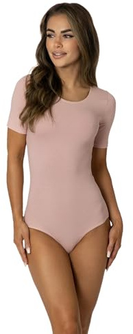 Alkato Damen Body Kurzarm | Alkato Bequemer Damen Baumwolle Body mit Rundhalsausschnitt und Druckknopfverschluss Baumwolle