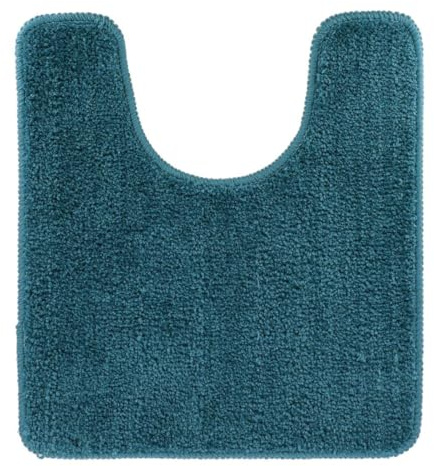 Tendance - Tapis Contour WC Microfibre 45x50 cm Dessous Latex - Bleu Canard - Salle de Bain - Tapis