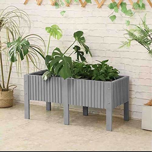 blumenstandBalkon-Blumenpflanzkasten, karbonisiertes Holz, Pflanztopf, für den Innenbereich, hoher Fuß, vom Boden bis zur Decke reichender Blumentank (Grizzle 96 x 40 x 45 cm)