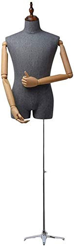 CRBUDY Schneiderpuppe männlich zum Nähen von Körper, Torso, Schneiderpuppe aus Denim, halbe Schneiderpuppe männlich mit abnehmbarem Arm, Höhe 140–180 cm, für Schmuckpräsentation, Schaufen
