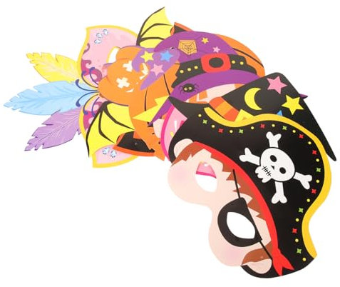WOONEKY Halloween Cosplay Maske Maskerade Maske Für Party 6 Stück Karneval Papiermasken Maskerade Party Maske Dekorationen Zufälliger Stil