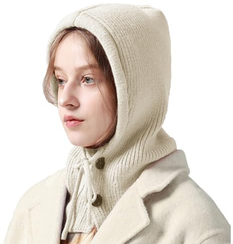 YAMEE Winter-Sturmhaube aus Strick Damen Warme,Wintermütze Herren Mode Weich Hautfreundlich,Nackenwärmer Winddichte Kapuze für Damen,Fahrrad-Skimaske,Gestrickte Gesichtsabdeckung für Sport im Freien